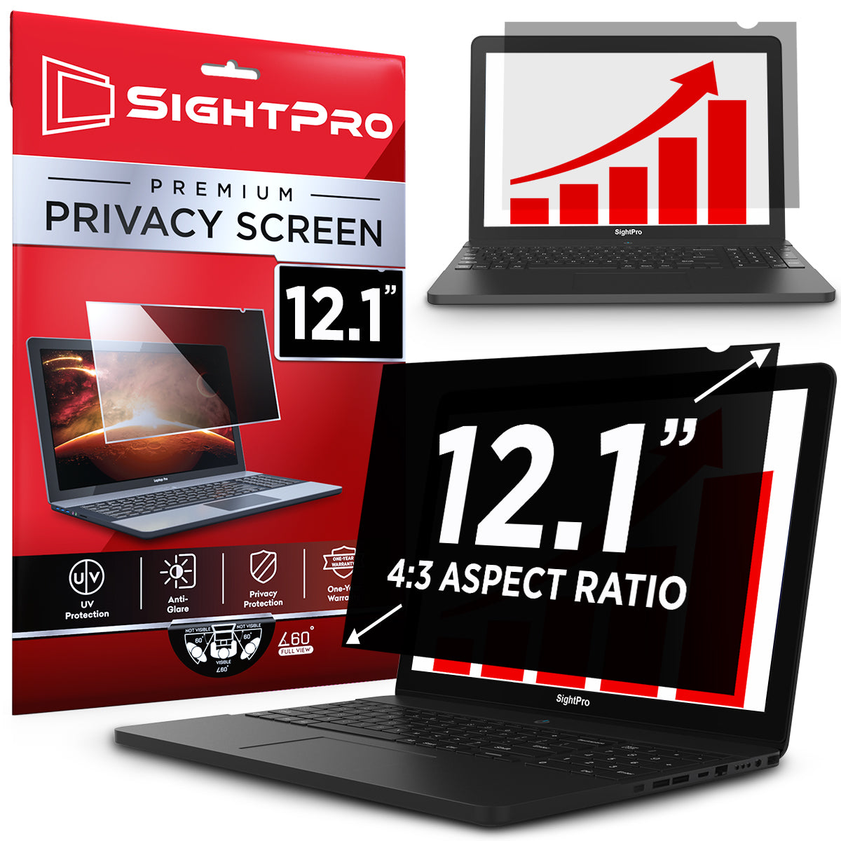 SightPro 12.1 Inch 4:3 Privacy Screen Filter for Laptops
