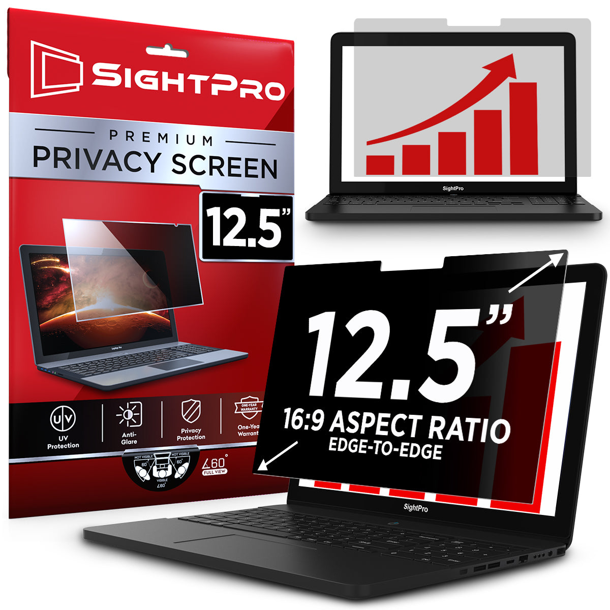 SightPro 12.5 Inch 16:9 Edge-to-Edge Privacy Screen Filter for Laptops
