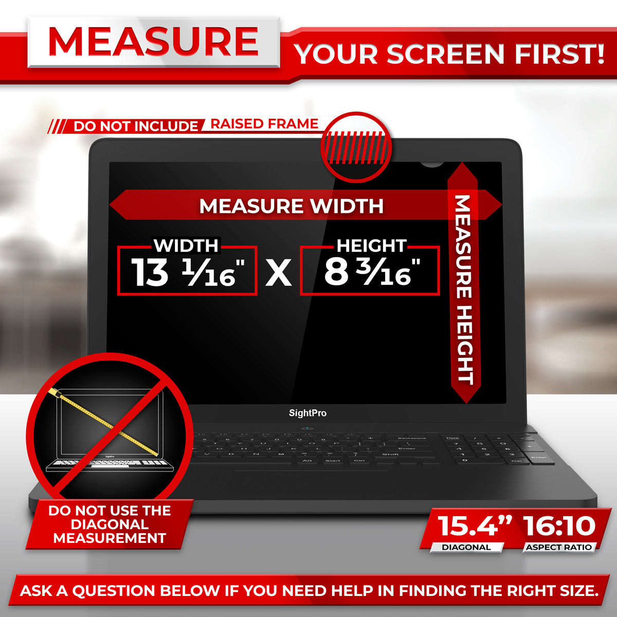 SightPro 15.4 Inch 16:10 Privacy Screen Filter for Laptops