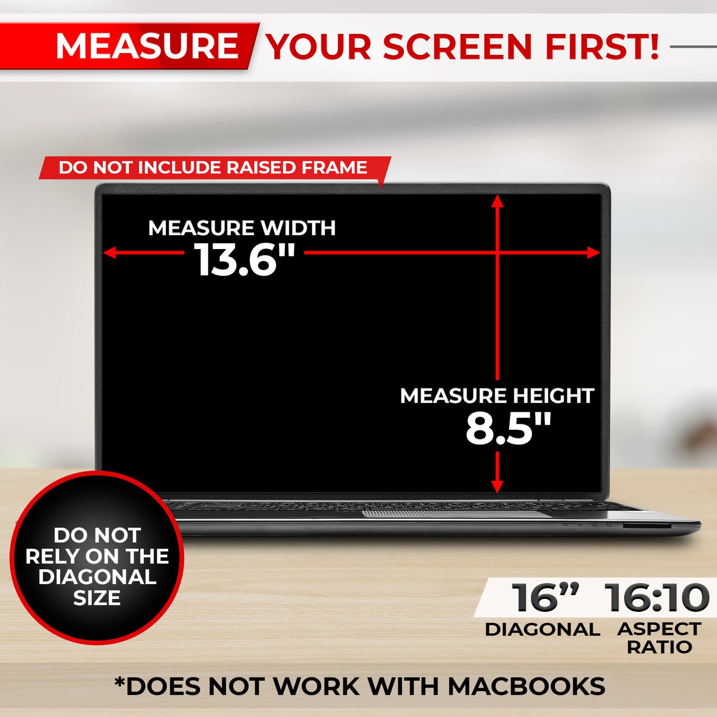 SightPro 16 Inch 16:10 Privacy Screen Filter for Laptops