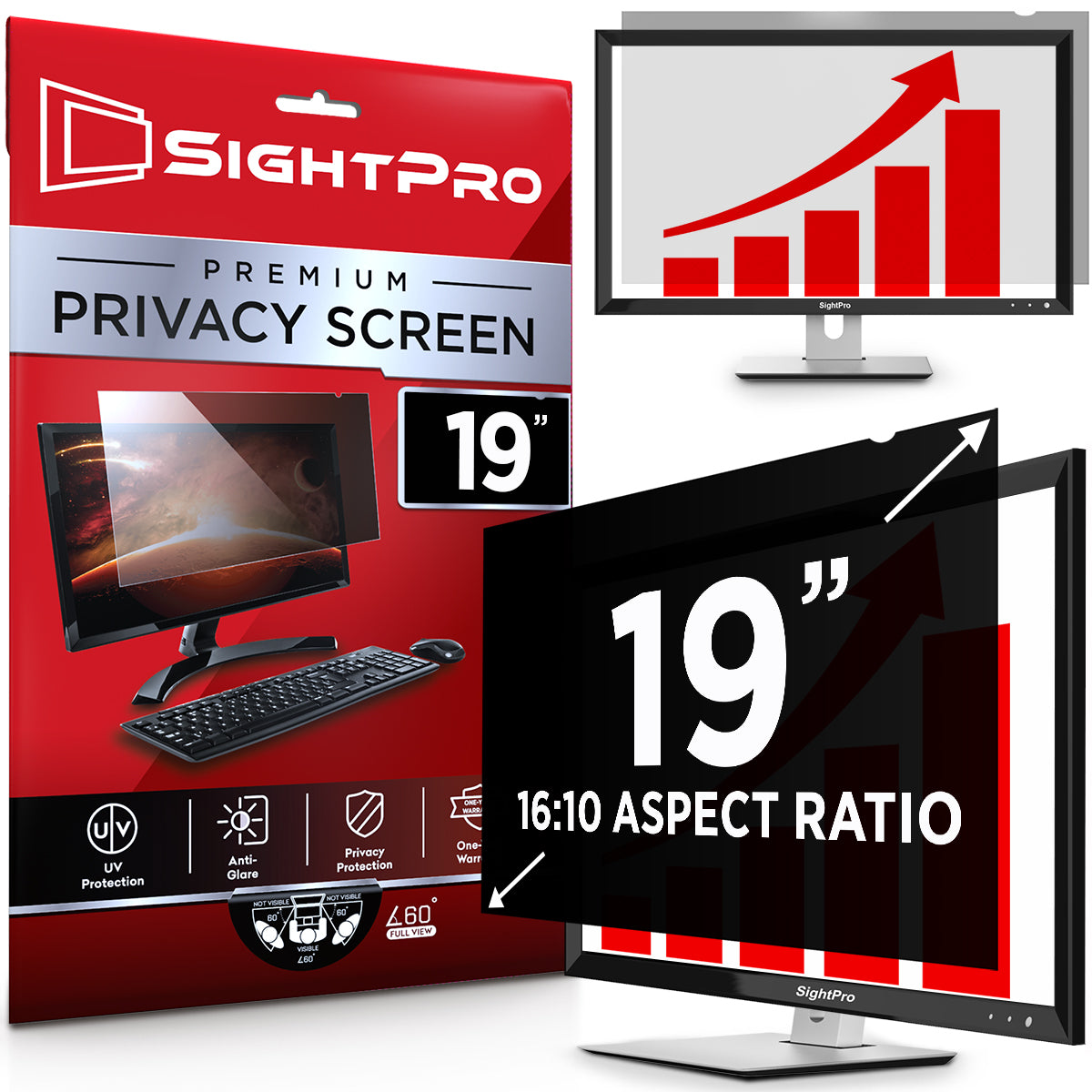 SightPro 19 Inch 16:10 Privacy Screen Filter for Computer Monitors