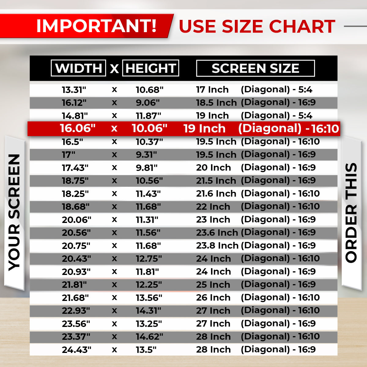 SightPro 19 Inch 16:10 Privacy Screen Filter for Computer Monitors