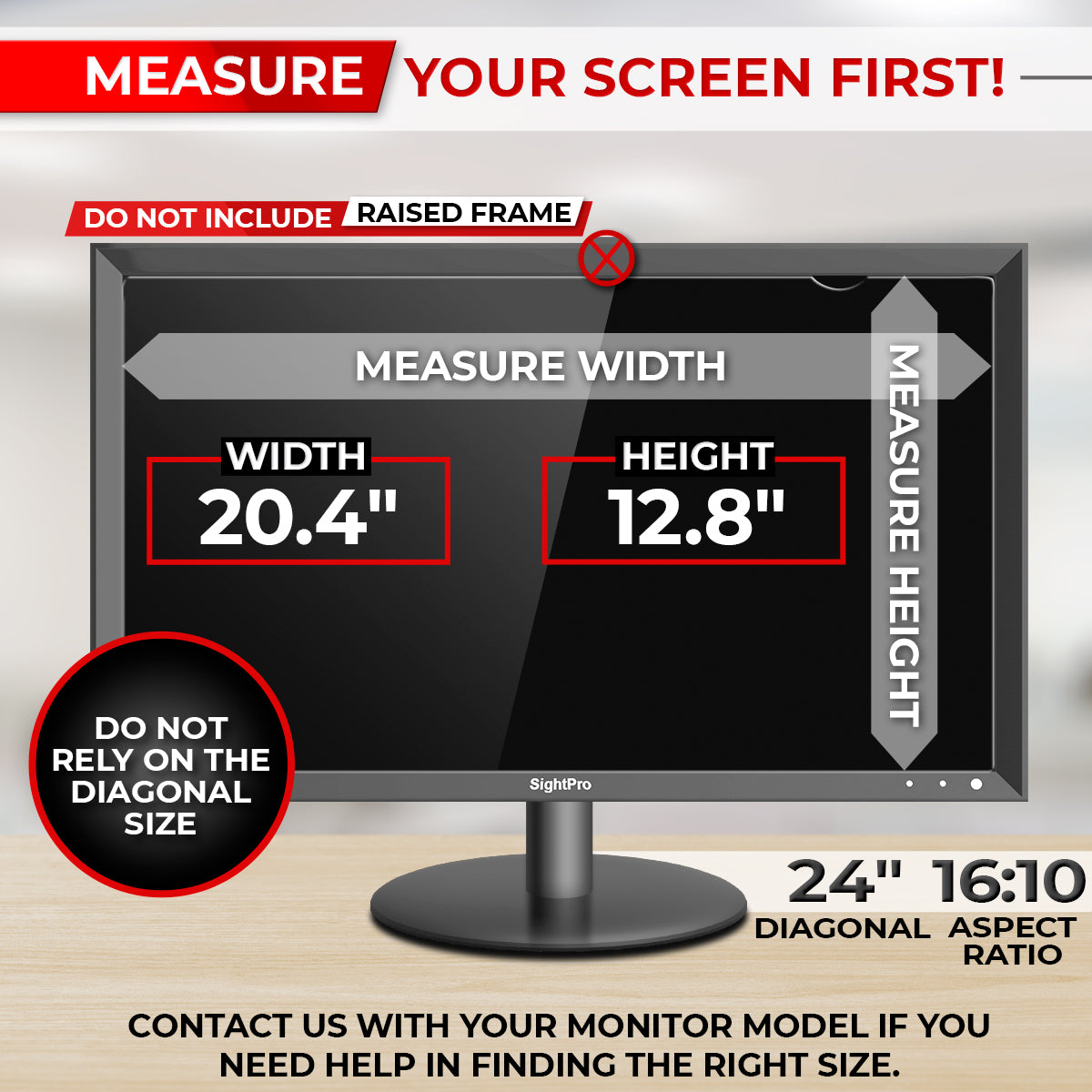 Computer Monitor Privacy Screen Filter 24 Inch 16:10 Measurements
