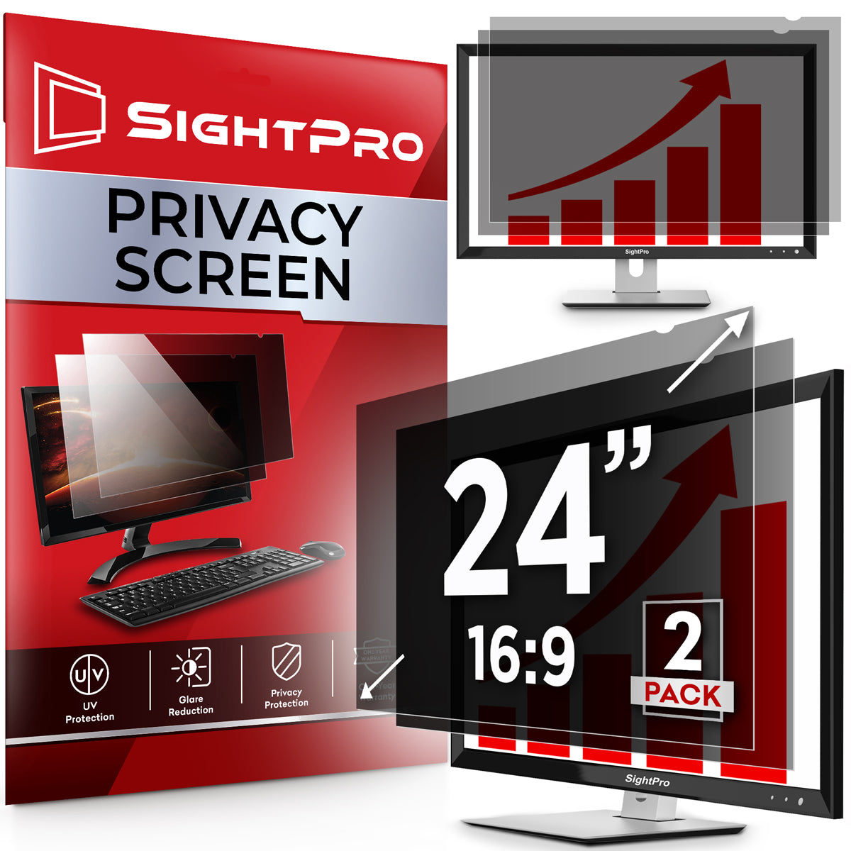 Computer Monitor Privacy Screen Filterr 24 Inch 16:9 2-pack