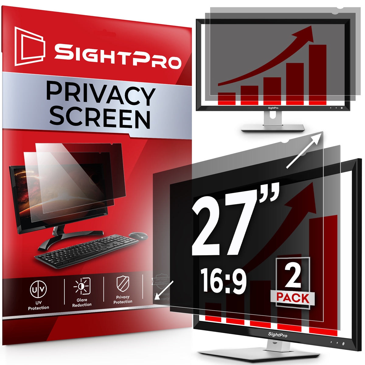 Computer Monitor Privacy Screen Filterr 27 Inch 16:9 2-pack