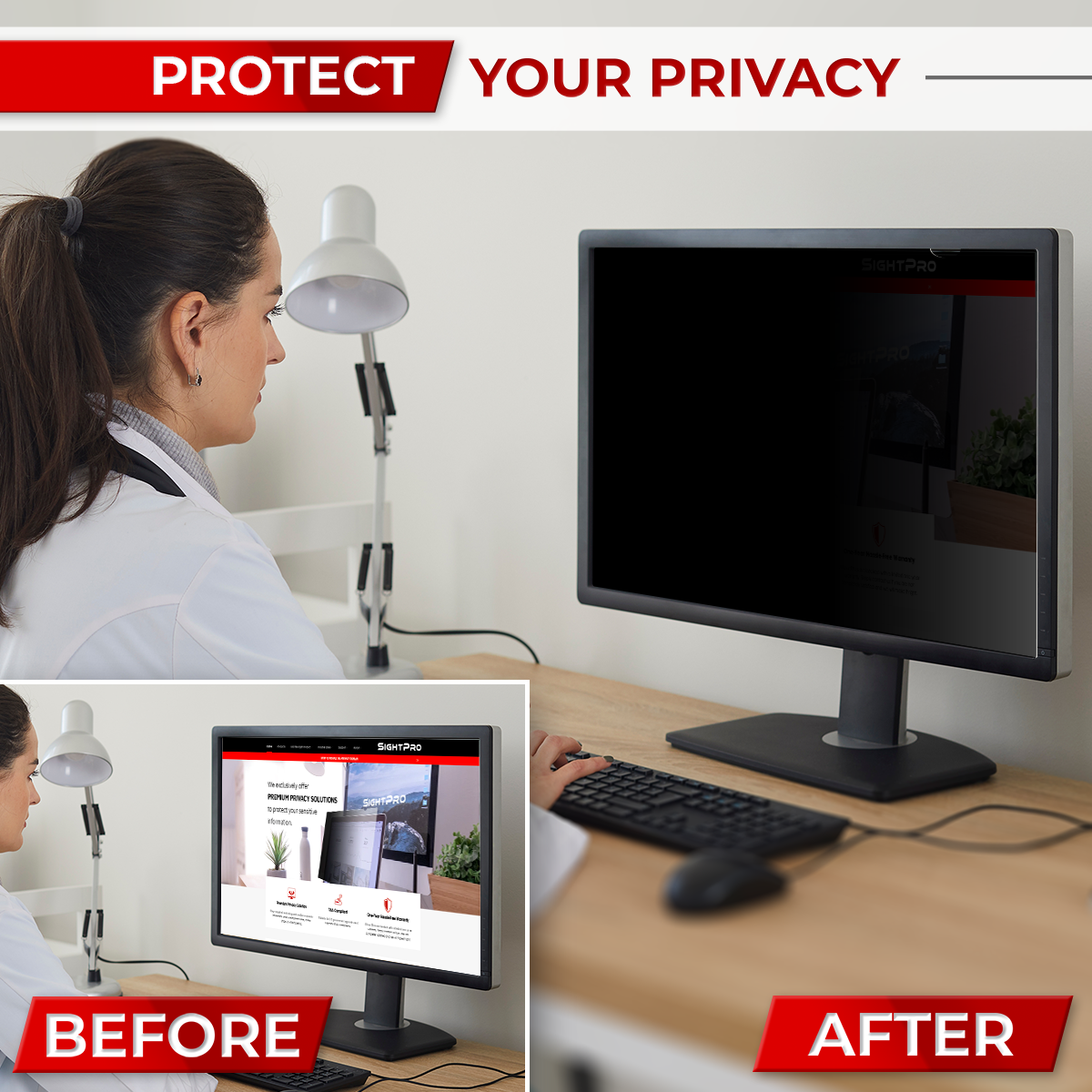 SightPro 19 Inch 16:10 Privacy Screen Filter for Computer Monitors