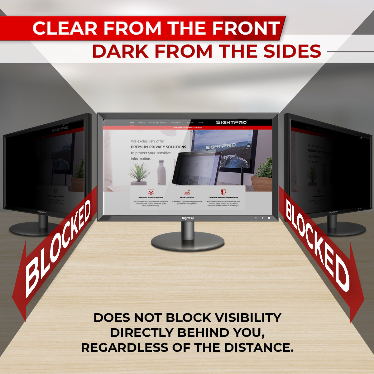 SightPro 19 Inch 16:10 Privacy Screen Filter for Computer Monitors