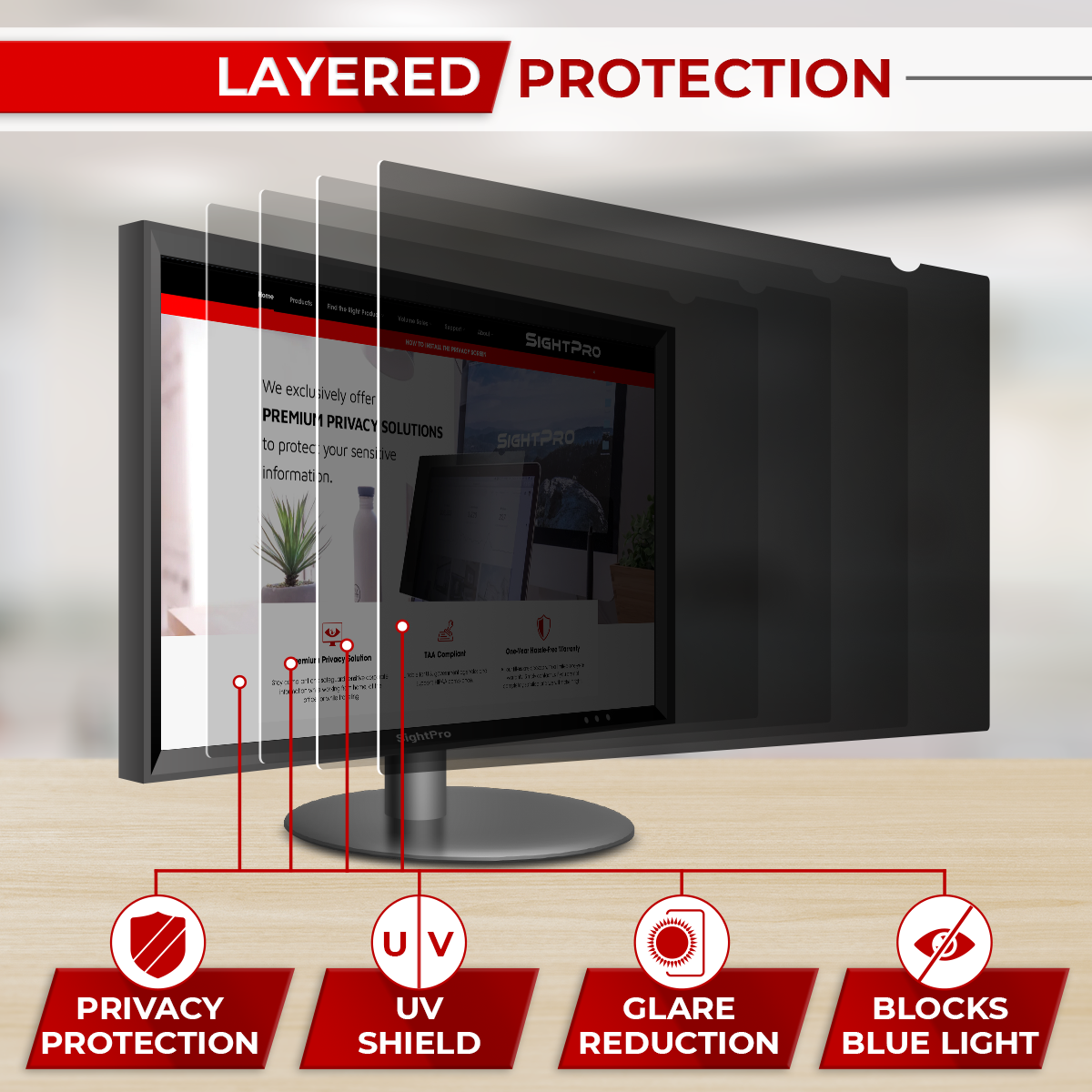 SightPro 24 Inch 16:9 Privacy Screen Filter for Computer Monitors