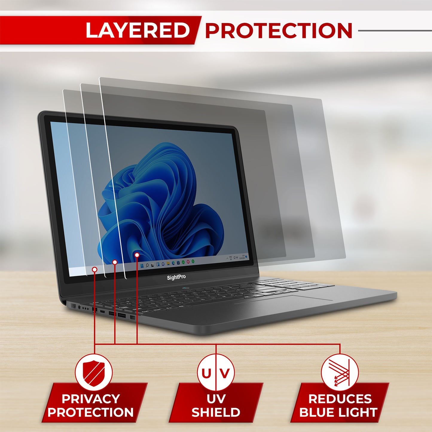 SightPro 13.3 Inch 16:9 Privacy Screen Filter for Laptops
