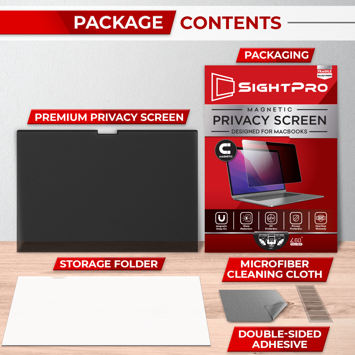 SightPro Magnetic Privacy Screen Filter for MacBook Pro 13 Inch (2012, 2013, 2014, 2015)