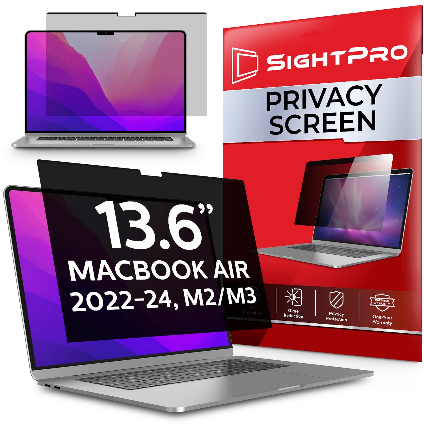 SightPro Magnetic Privacy Screen Filter for MacBook Air 13.6 Inch (2022-2024, M2, M3)