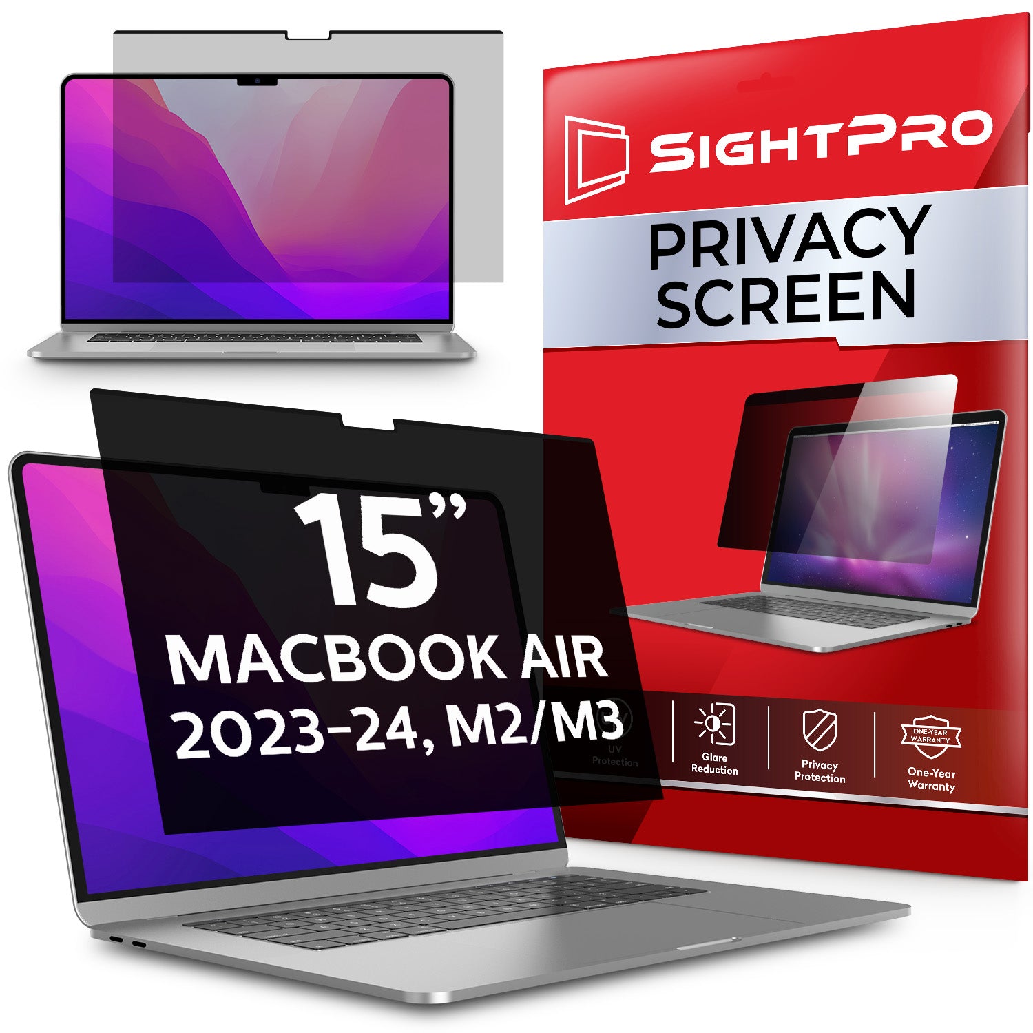SightPro Magnetic Privacy Screen Filter for MacBook Air 15 Inch (2023-2024, M2, M3)