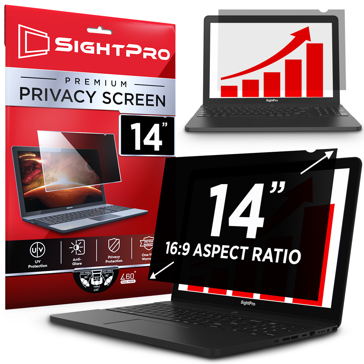 SightPro 14 Inch 16:9 Privacy Screen Filter for Laptops