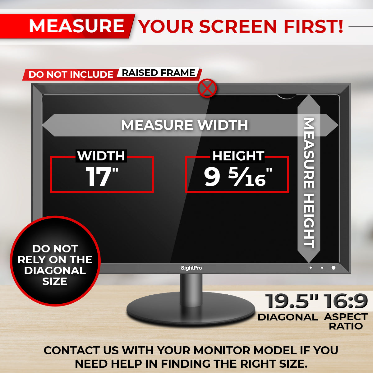 Computer Monitor Privacy Screen Filter 19.5 Inch 16:9 Measurements