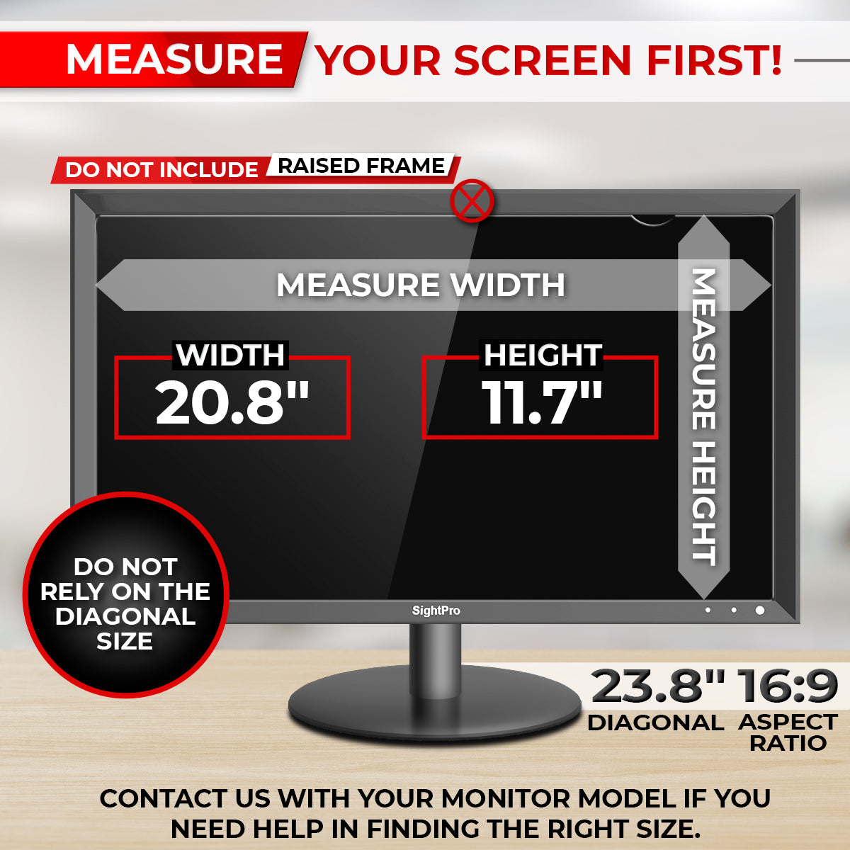 Computer Monitor Privacy Screen Filter 23.8 Inch 16:9 Measurements