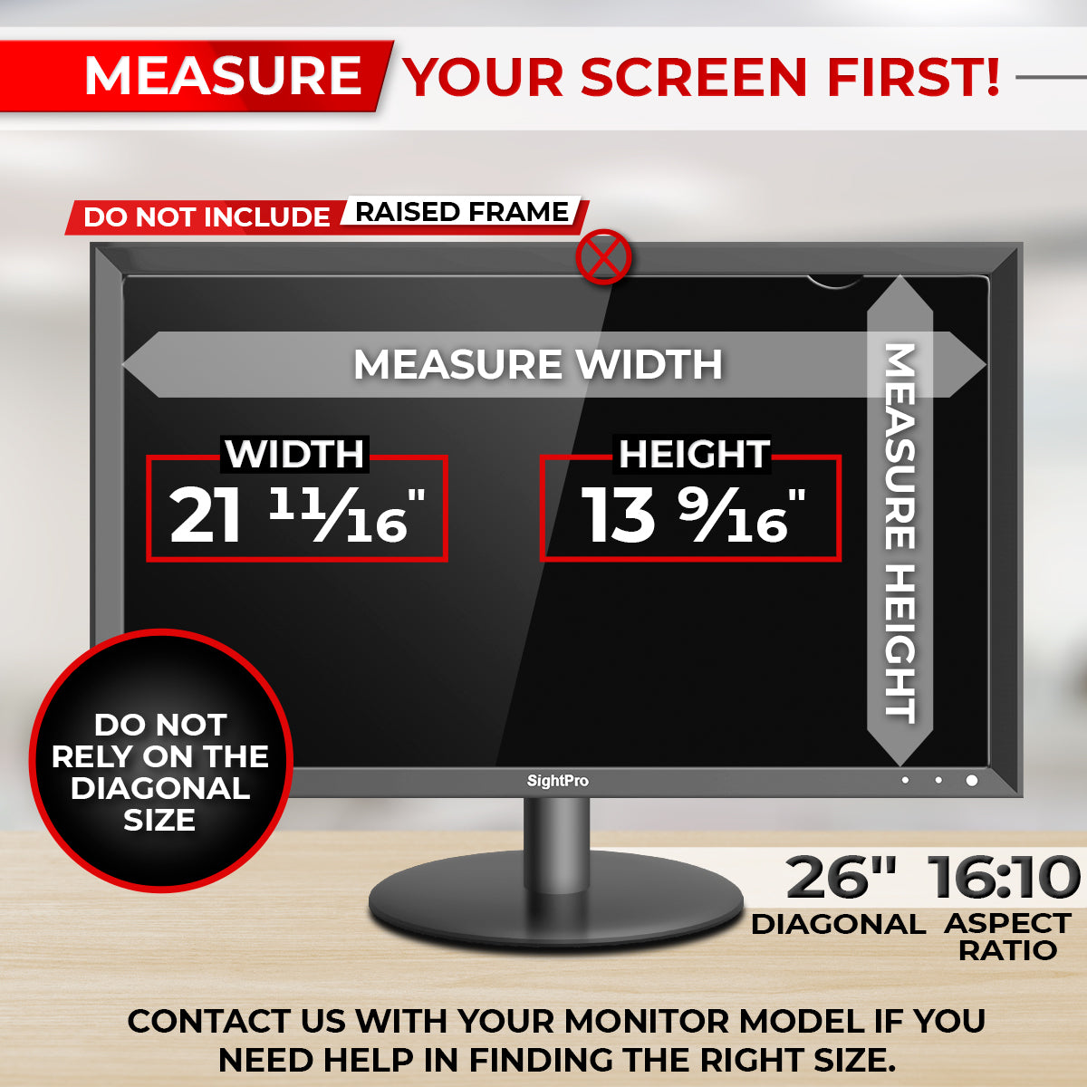 screen size & your importance · Images High Quality... SightPro 26 Inch 16:10 Privacy Screen Filter for Computer Monitors