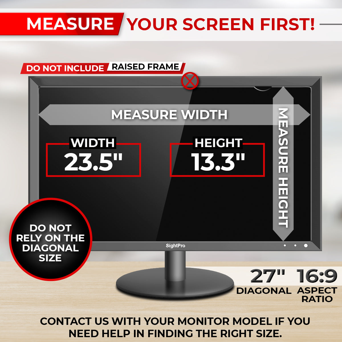 Monitor Privacy Screen Filter 27 Inch 16:9 Measurements