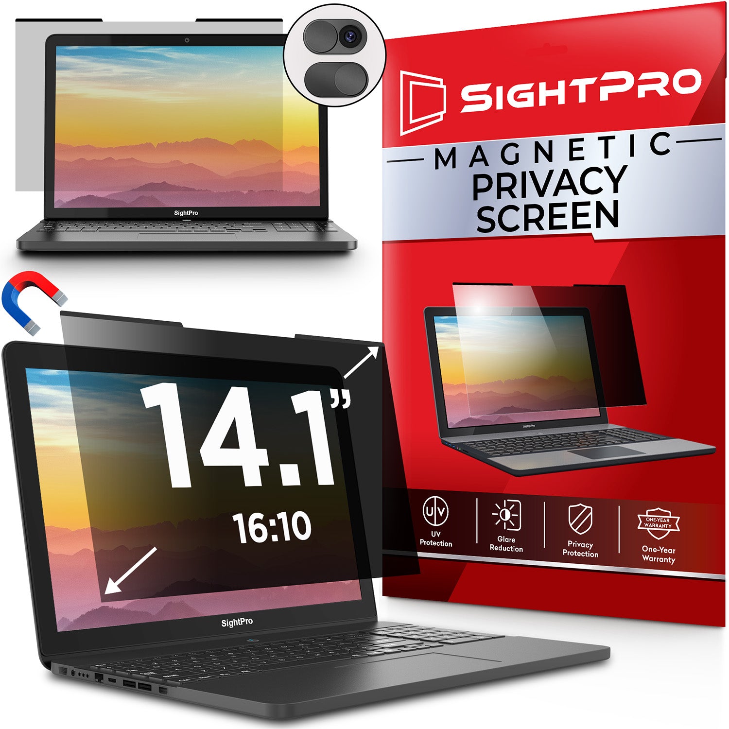 SightPro Magnetic 14.1 Inch 16:10 Privacy Screen Filter for Laptops