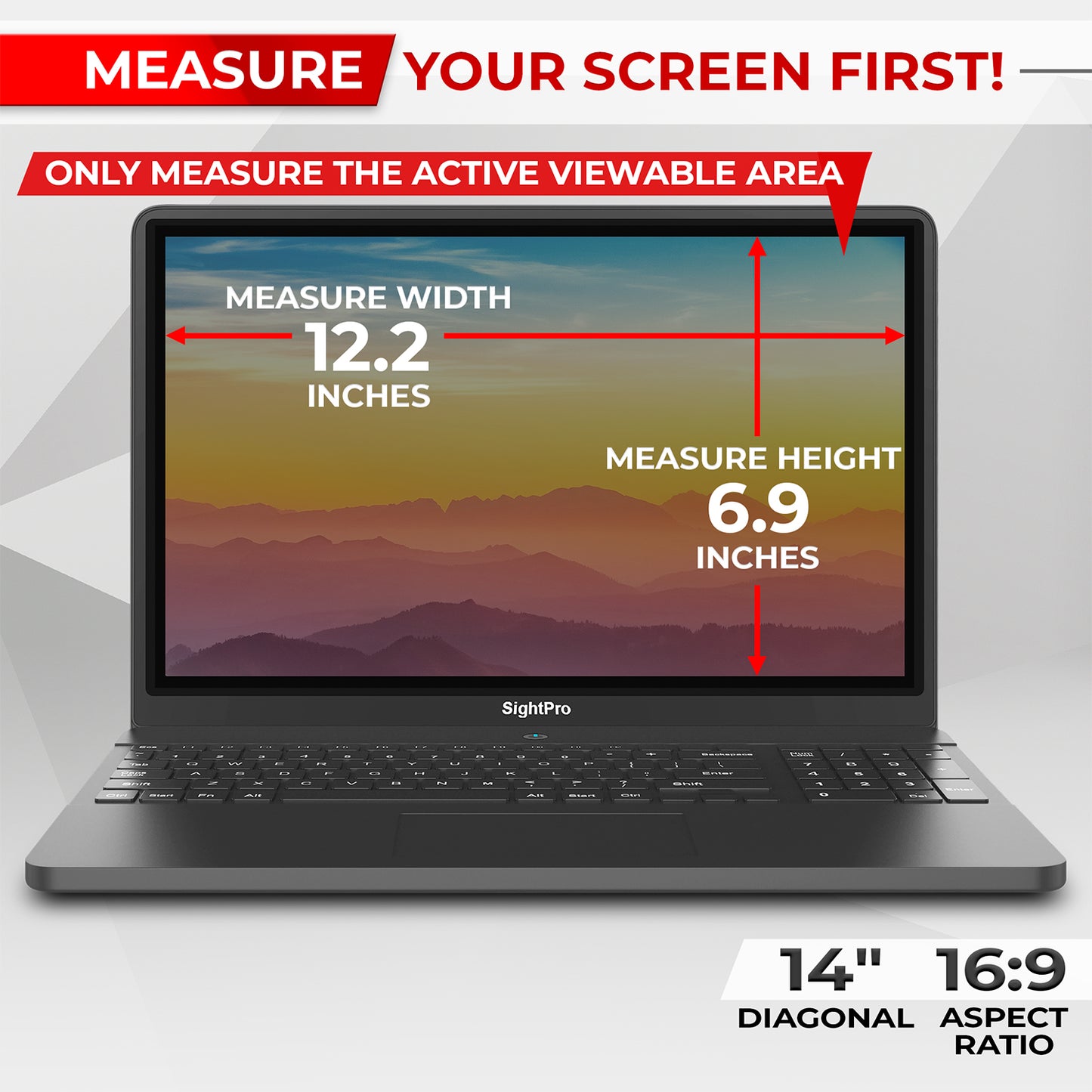 SightPro Magnetic 14 Inch 16:9 Privacy Screen Filter for Laptops