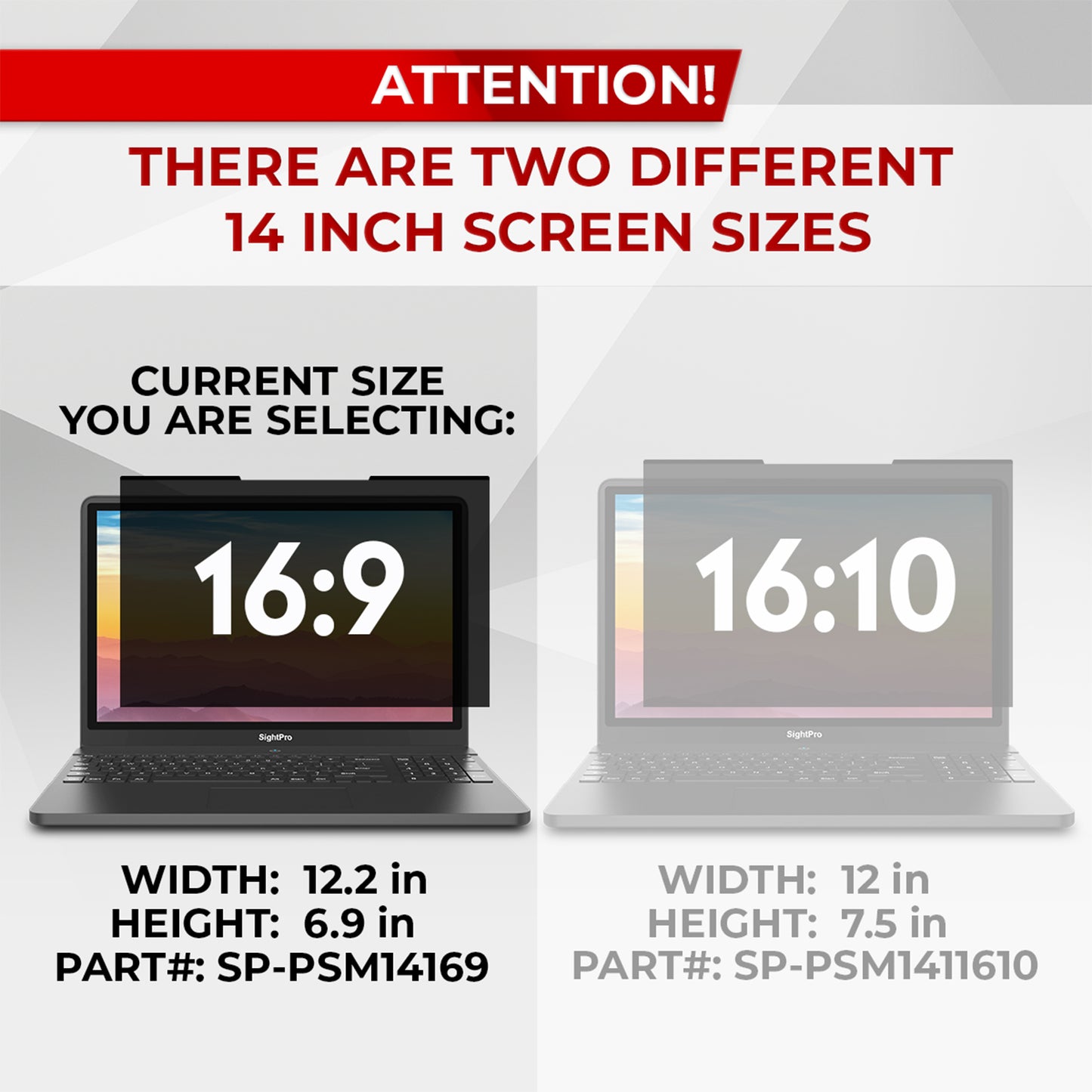 SightPro Magnetic 14 Inch 16:9 Privacy Screen Filter for Laptops
