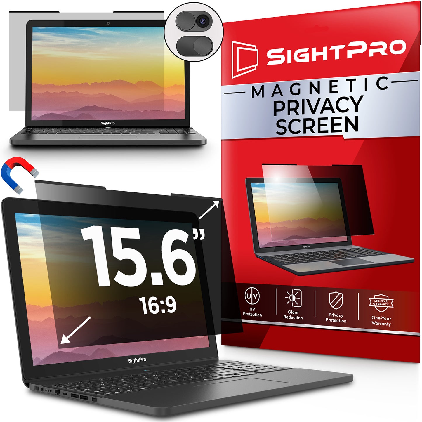 SightPro Magnetic 15.6 Inch 16:9 Privacy Screen Filter for Laptops