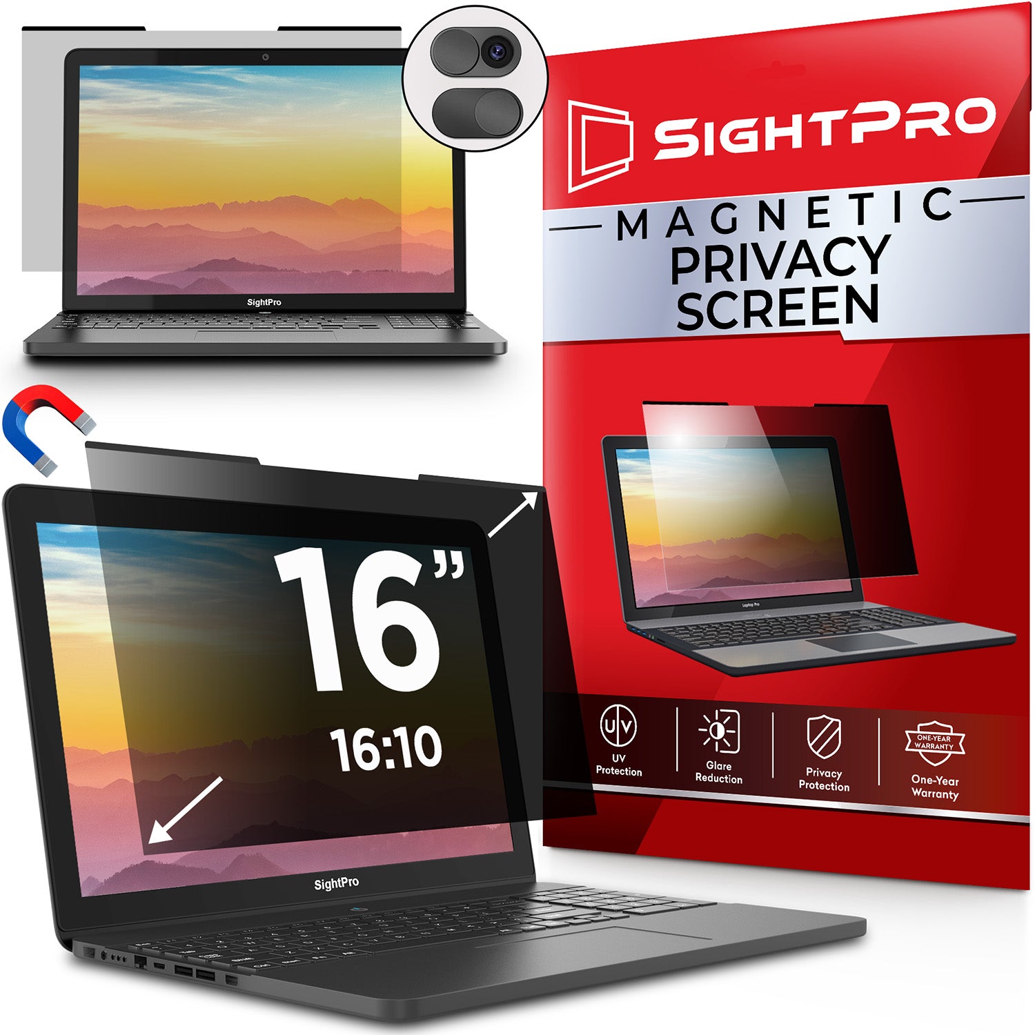 SightPro Magnetic 16 Inch 16:10 Privacy Screen Filter for Laptops